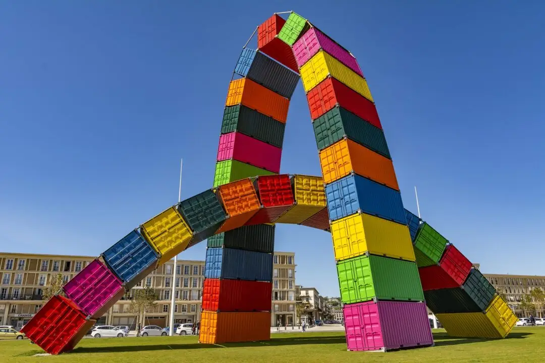 Art work built out of shipping containers in Le Havre