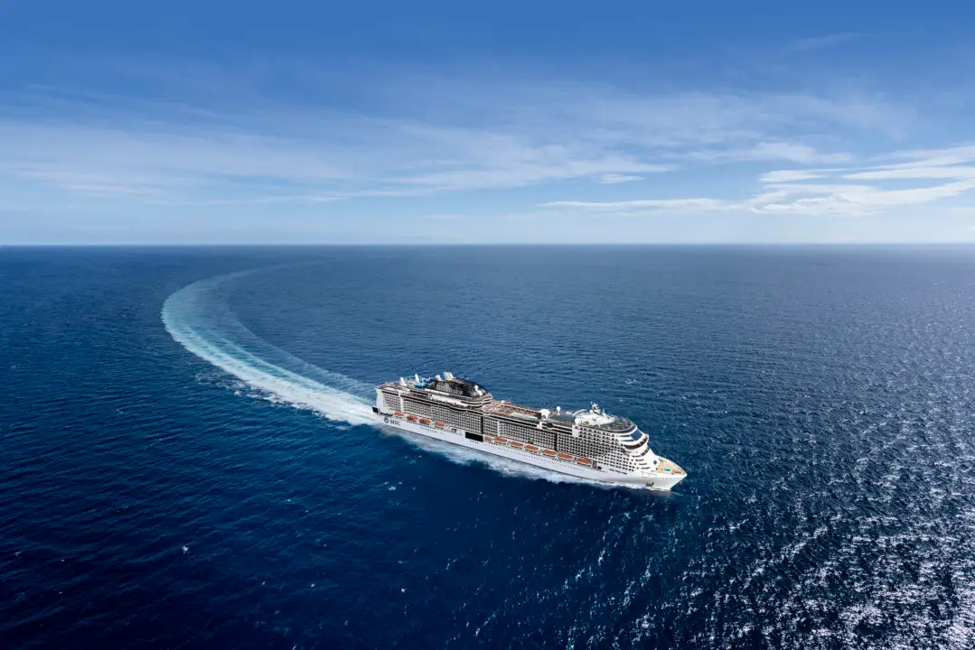 MSC Virtuosa aerial view at sea