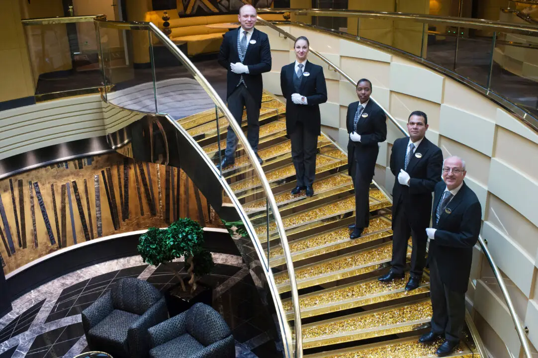 View of the MSC Yacht CLub Butlers on teh stairs