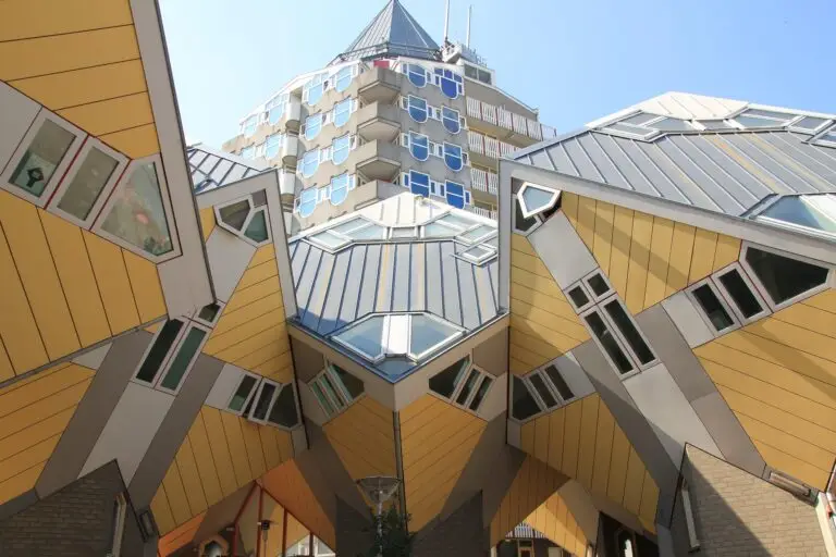 View looking up at houses in Rotterdam