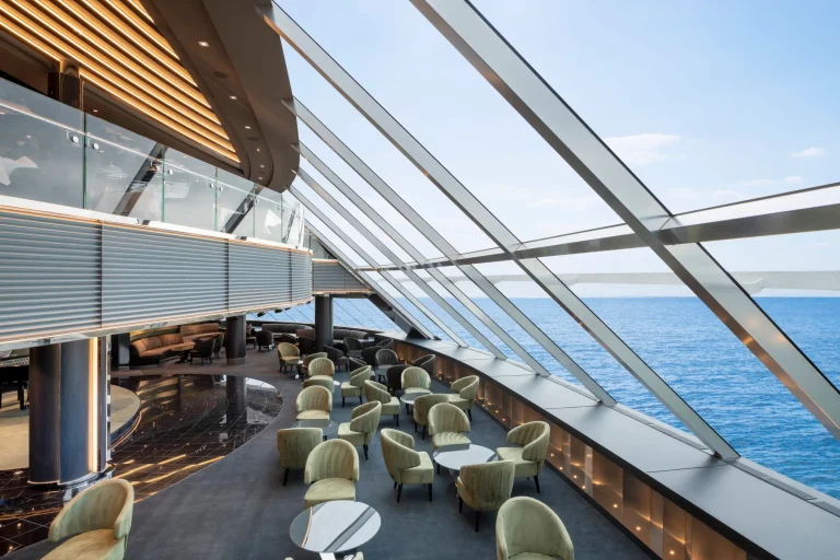 View of the MSC Yacht Club Top Sail Lounge on MSC Virtuosa